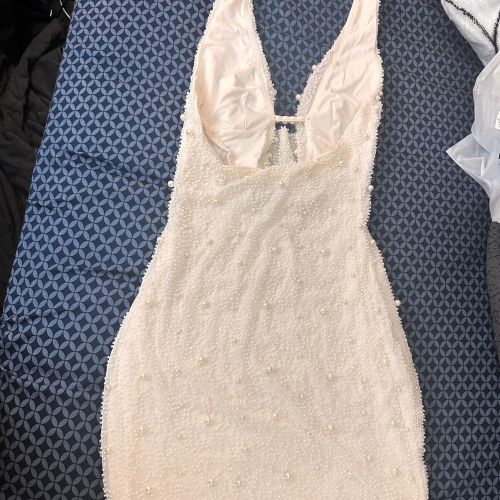 Oh Polly Ivory Pearl Mini Dress - Picture 2 of 4